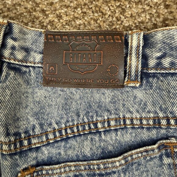 Gitano Mom Jeans Size 32 Short Blue 100% Cotton Acid Wash High Waist Vintage 80s - Picture 10 of 11